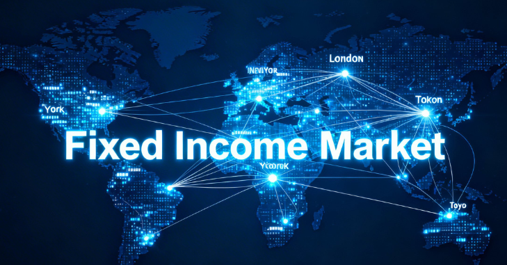 Fixed income market concept with bond charts and yield data