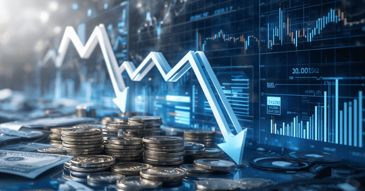 Borrowing costs illustrated with declining percentage figures