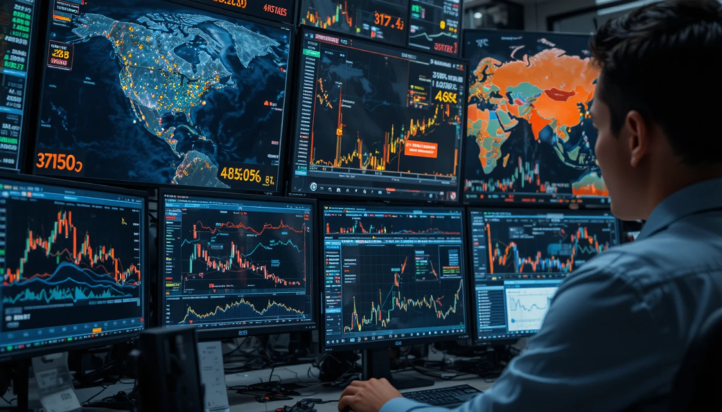 Currency markets concept with global exchange charts and symbols