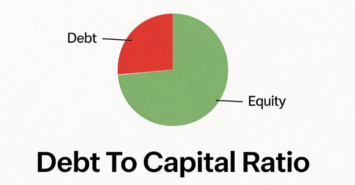 Debt-to-capital ratio concept with financial charts and formulas