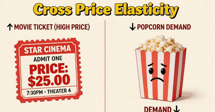 Cross-price elasticity concept illustrated with demand curves